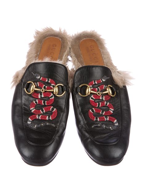 gucci princetown lofers with fur and snake embroidery size 11.5|Gucci Loafers for Women .